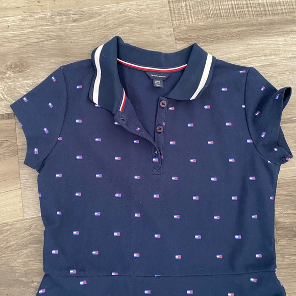 Tommy Hilfiger Navy Polo with Red and White Details Girls Dress size Large 12/14 - Picture 3 of 8